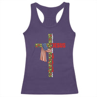 Jesus Patriotic Christmas Racerback Tank Top Loves Jesus And America Too - Wonder Print Shop