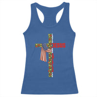 Jesus Patriotic Christmas Racerback Tank Top Loves Jesus And America Too - Wonder Print Shop
