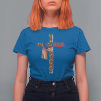 Jesus Patriotic Christmas T Shirt For Women Loves Jesus And America Too - Wonder Print Shop