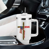 Jesus Patriotic Christmas Tumbler With Handle Loves Jesus And America Too - Wonder Print Shop