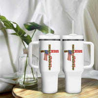 Jesus Patriotic Christmas Tumbler With Handle Loves Jesus And America Too - Wonder Print Shop