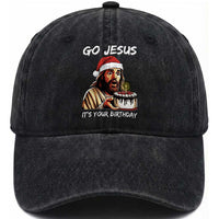 Funny Jesus Christmas Washed Cotton Baseball Cap Go Jesus It Is Your Birthday