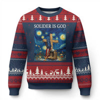 Army Christian Ugly Christmas Sweater Soldier Cross Starry Night Faith Patriotic Jesus - Wonder Print Shop