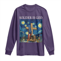 Army Christian Long Sleeve Shirt Soldier Cross Starry Night Faith Patriotic Jesus - Wonder Print Shop