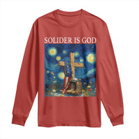 Army Christian Long Sleeve Shirt Soldier Cross Starry Night Faith Patriotic Jesus - Wonder Print Shop