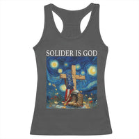 Army Christian Racerback Tank Top Soldier Cross Starry Night Faith Patriotic Jesus - Wonder Print Shop