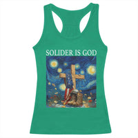 Army Christian Racerback Tank Top Soldier Cross Starry Night Faith Patriotic Jesus - Wonder Print Shop