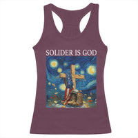Army Christian Racerback Tank Top Soldier Cross Starry Night Faith Patriotic Jesus - Wonder Print Shop