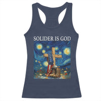 Army Christian Racerback Tank Top Soldier Cross Starry Night Faith Patriotic Jesus - Wonder Print Shop