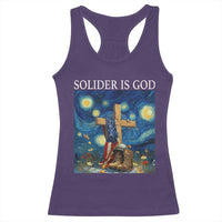Army Christian Racerback Tank Top Soldier Cross Starry Night Faith Patriotic Jesus - Wonder Print Shop
