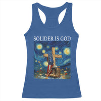 Army Christian Racerback Tank Top Soldier Cross Starry Night Faith Patriotic Jesus - Wonder Print Shop