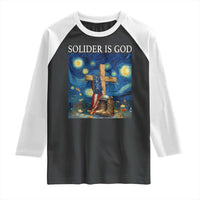 Army Christian Raglan Shirt Soldier Cross Starry Night Faith Patriotic Jesus - Wonder Print Shop