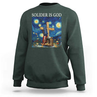 Army Christian Sweatshirt Soldier Cross Starry Night Faith Patriotic Jesus - Wonder Print Shop
