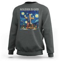 Army Christian Sweatshirt Soldier Cross Starry Night Faith Patriotic Jesus - Wonder Print Shop