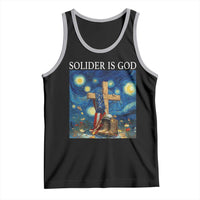 Army Christian Tank Top Soldier Cross Starry Night Faith Patriotic Jesus - Wonder Print Shop