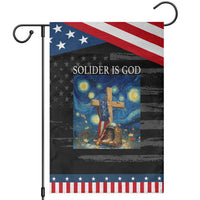 Army Christian Garden Flag Soldier Cross Starry Night Faith Patriotic Jesus