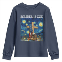 Army Christian Youth Sweatshirt Soldier Cross Starry Night Faith Patriotic Jesus - Wonder Print Shop