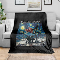 Solider Army Christian Throw Blanket Cross Starry Night Faith Patriotic Jesus - Wonder Print Shop