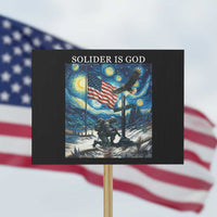 Solider Army Christian Protest Sign Cross Starry Night Faith Patriotic Jesus - Wonder Print Shop