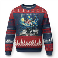 Solider Army Christian Ugly Christmas Sweater Cross Starry Night Faith Patriotic Jesus - Wonder Print Shop