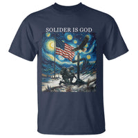 Solider Army Christian T Shirt Cross Starry Night Faith Patriotic Jesus - Wonder Print Shop