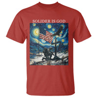 Solider Army Christian T Shirt Cross Starry Night Faith Patriotic Jesus - Wonder Print Shop