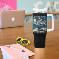 Solider Army Christian Tumbler With Handle Cross Starry Night Faith Patriotic Jesus - Wonder Print Shop