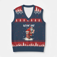 Funny Santa Xmas V-Neck Knit Sweater Vest You Are Not Getting Shit - Wonder Print Shop