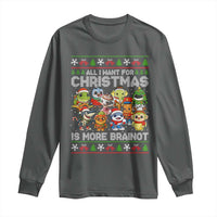 Italian Brainrot Christmas Meme Long Sleeve Shirt All I Want For Xmas Is More Brainot - Wonder Print Shop