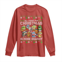 Italian Brainrot Christmas Meme Long Sleeve Shirt All I Want For Xmas Is More Brainot - Wonder Print Shop