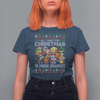 Italian Brainrot Christmas Meme T Shirt For Women All I Want For Xmas Is More Brainot - Wonder Print Shop