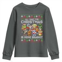 Italian Brainrot Christmas Meme Youth Sweatshirt All I Want For Xmas Is More Brainot - Wonder Print Shop