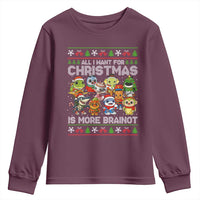 Italian Brainrot Christmas Meme Youth Sweatshirt All I Want For Xmas Is More Brainot - Wonder Print Shop