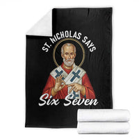 Funny Six Seven Meme Throw Blanket Saint Nicholas Says 67 Gen Alpha Slang - Wonder Print Shop