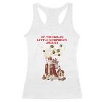 Saint Nicholas Santa Claus Christmas Racerback Tank Top Little Surprises Awaiti - Wonder Print Shop