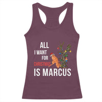 Marcus The Worm Robert Christmas Meme Racerback Tank Top All I Want For Xmas Is Marcus - Wonder Print Shop