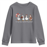 Silly Goose Christian Valentine Gospel Youth Sweatshirt On My Way To Spread The Goosepel - Wonder Print Shop