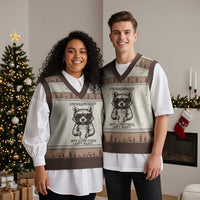 Undiagnosed But Something Aint Right V-Neck Knit Sweater Vest Funny Racoon Saying - Wonder Print Shop