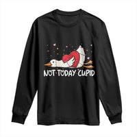 Silly Goose Valentine Long Sleeve Shirt Not Today Cupid - Wonder Print Shop