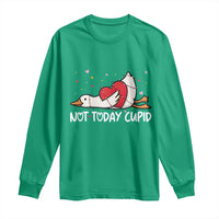 Silly Goose Valentine Long Sleeve Shirt Not Today Cupid - Wonder Print Shop