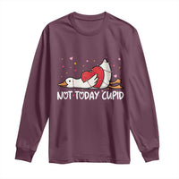 Silly Goose Valentine Long Sleeve Shirt Not Today Cupid - Wonder Print Shop