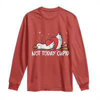 Silly Goose Valentine Long Sleeve Shirt Not Today Cupid - Wonder Print Shop
