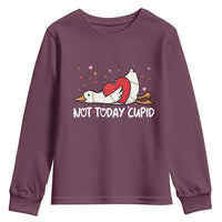 Silly Goose Valentine Youth Sweatshirt Not Today Cupid - Wonder Print Shop