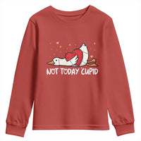 Silly Goose Valentine Youth Sweatshirt Not Today Cupid - Wonder Print Shop