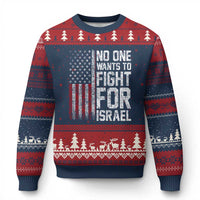 No One Wants To Fight For Israel Ugly Christmas Sweater Vintage American Flag Anti War Freedom First