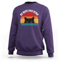 Be Nice You Jerk Sweatshirt Funny Cat Sarcastic Quote
