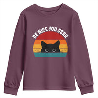 Be Nice You Jerk Youth Sweatshirt Funny Cat Sarcastic Quote