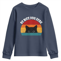 Be Nice You Jerk Youth Sweatshirt Funny Cat Sarcastic Quote