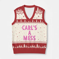 Carl's a Mess V-Neck Knit Sweater Vest Viral Reality TV Quote Meme