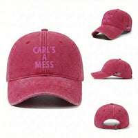Carl's a Mess Washed Cotton Baseball Cap Viral Reality TV Quote Meme